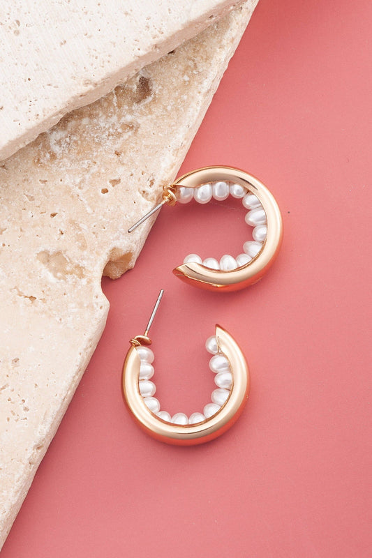 INNER PEARL HOOP EARRINGS