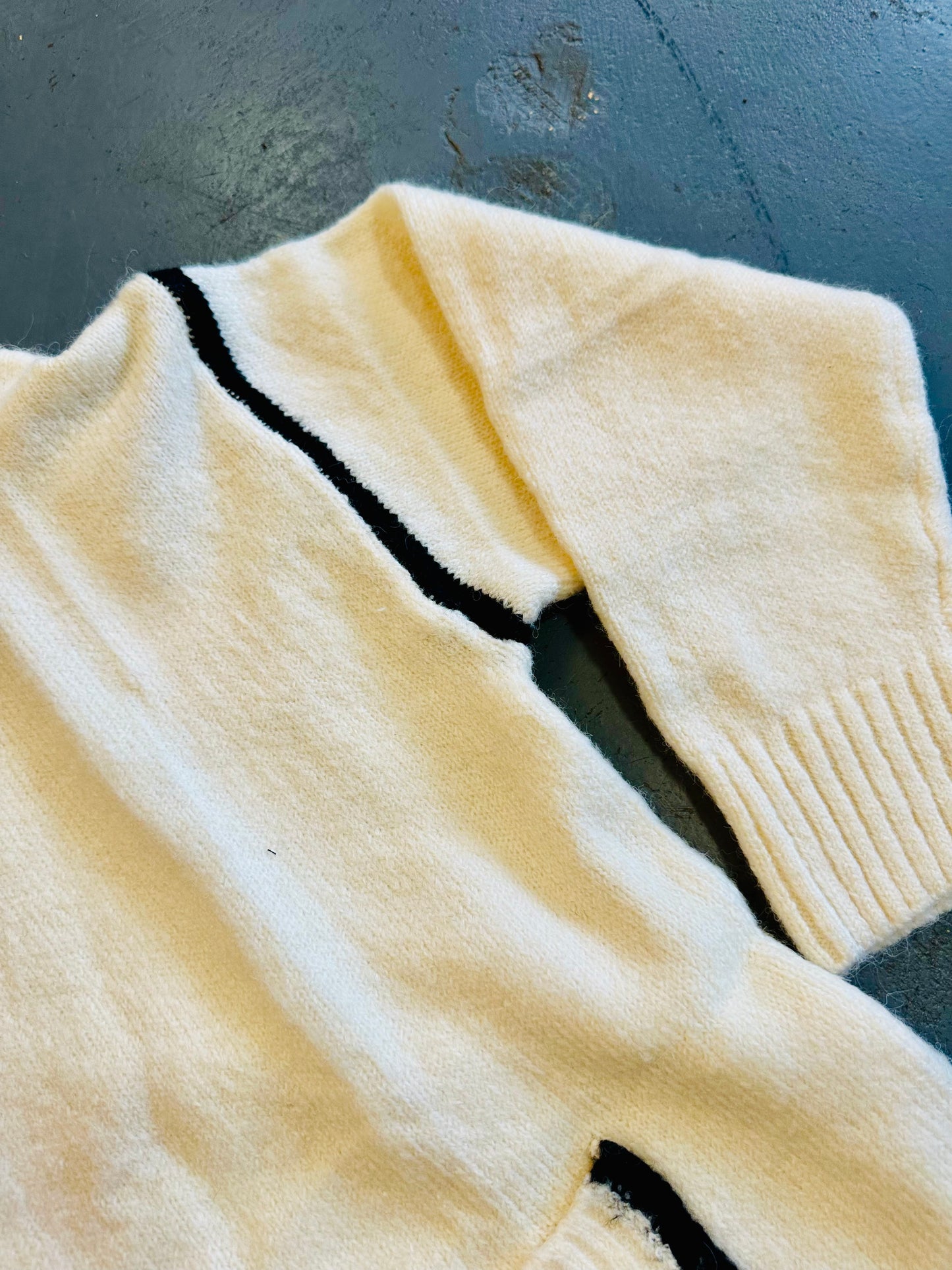 Cream Contrast Pining Cardigan