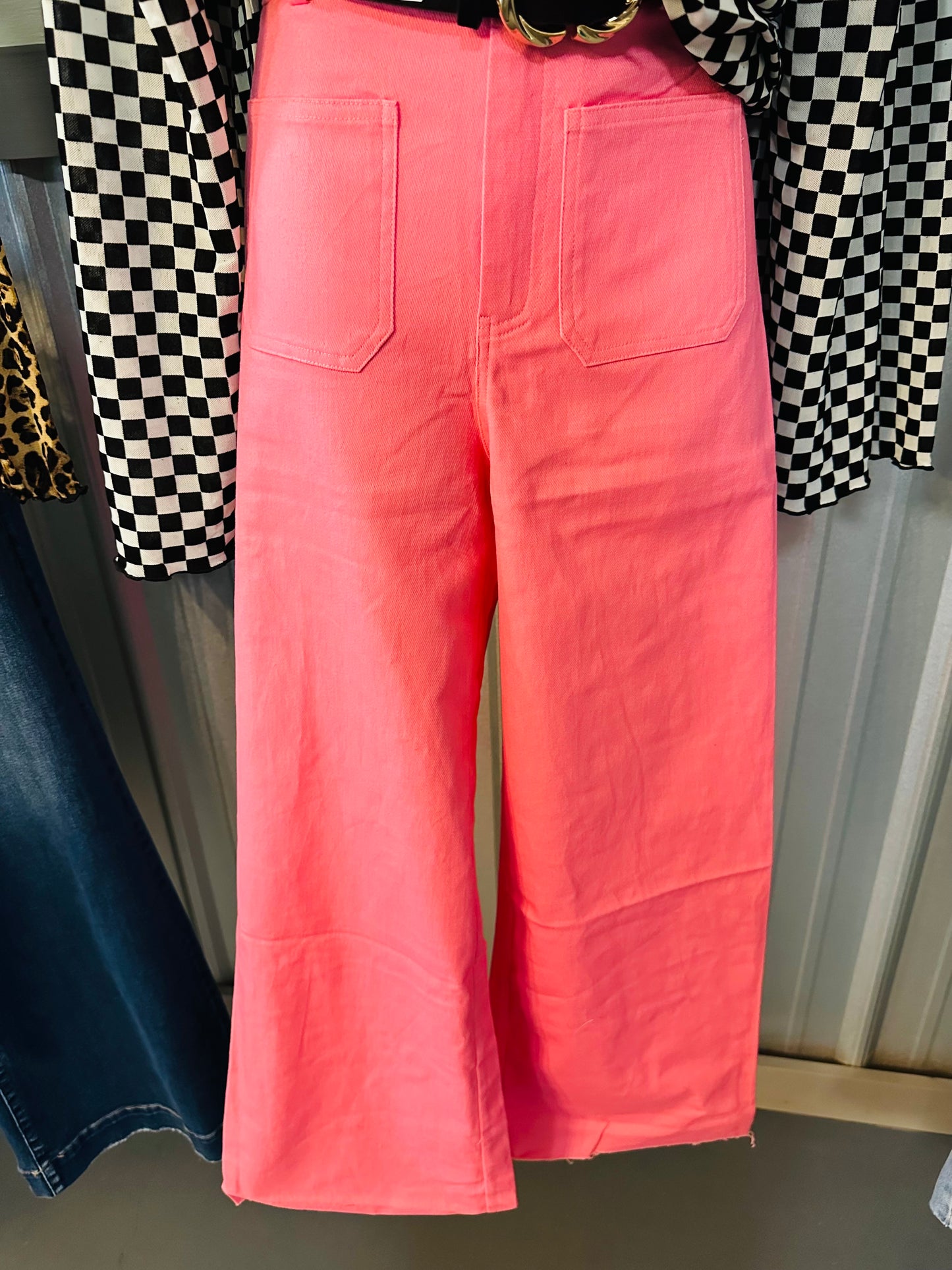 Pink High Waist Wide Leg Cargo