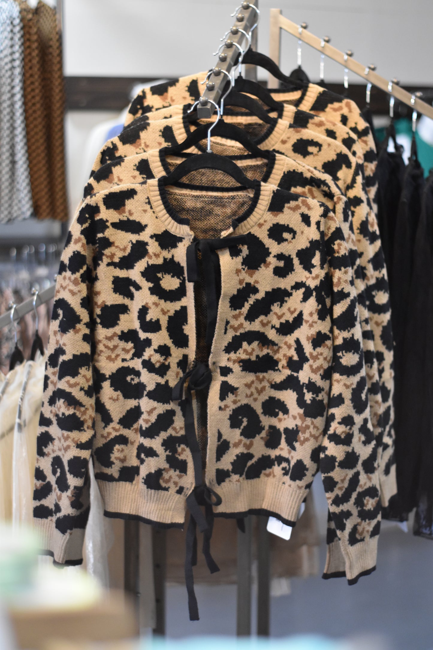 Leopard Print Tie Cardigan