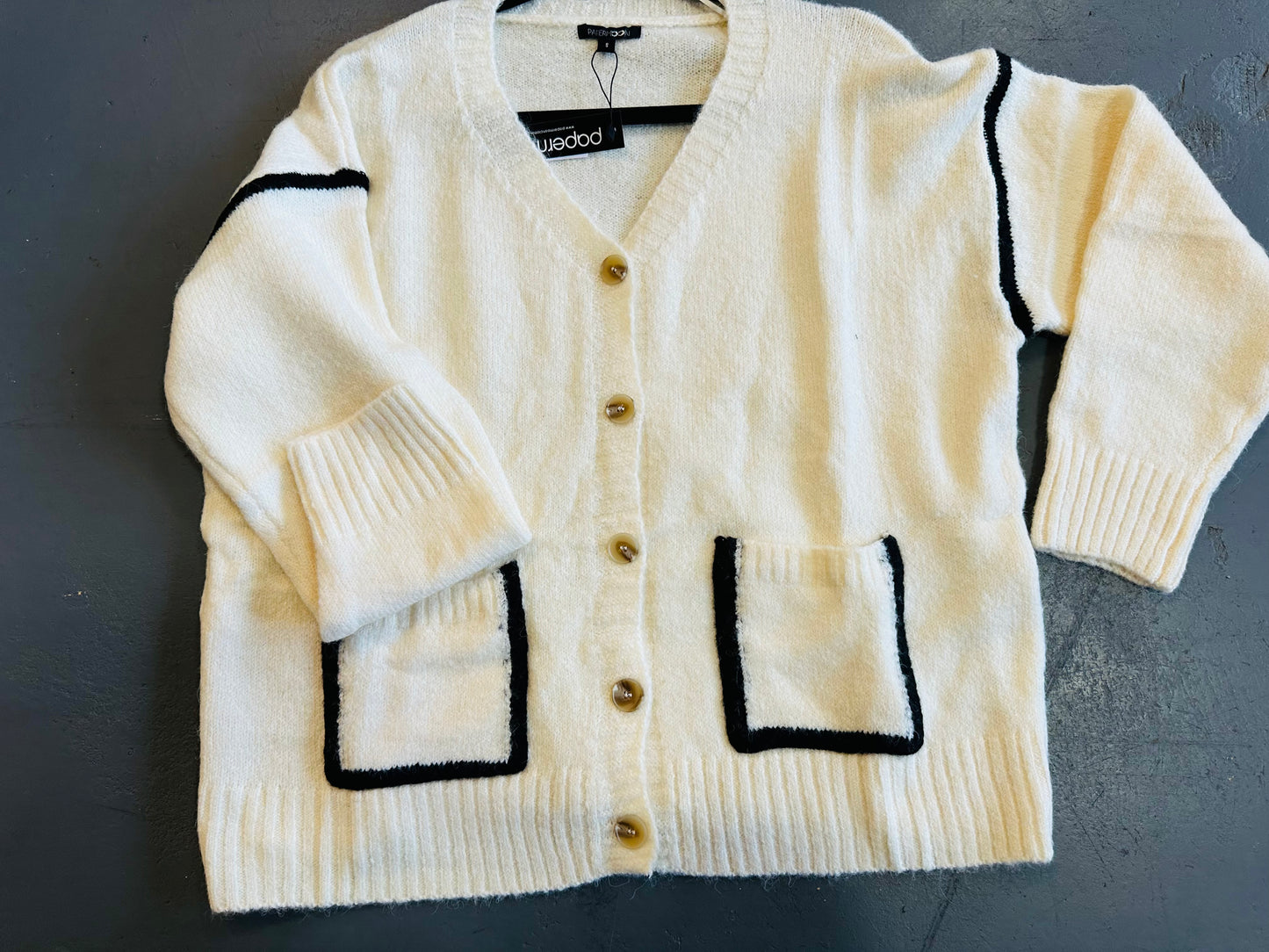 Cream Contrast Pining Cardigan