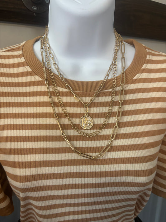 Gold three layered necklace