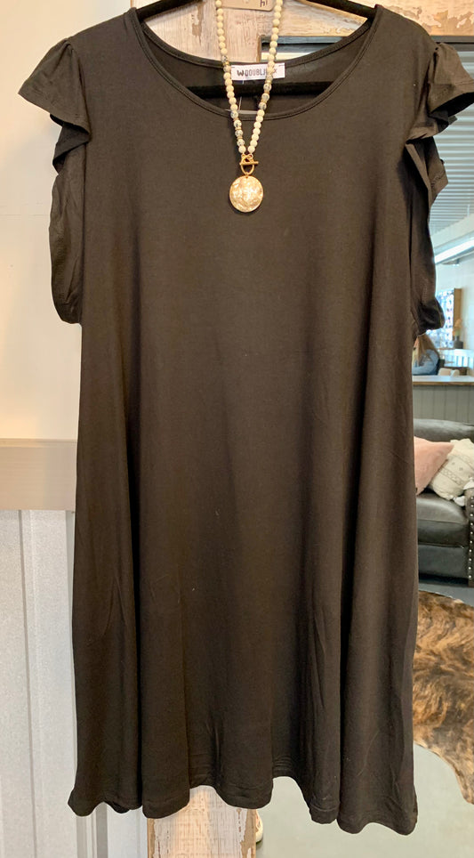 Curvy Ruffled sleeve solid dress