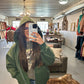 Hunter Green Oversized Hooded Half Zip