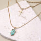 CROSS STONE  MULTI  LAYER CHAIN NECKLACE