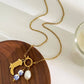 WESTERN FLORAL PORCELAIN PEARL CHARM NECKLACE