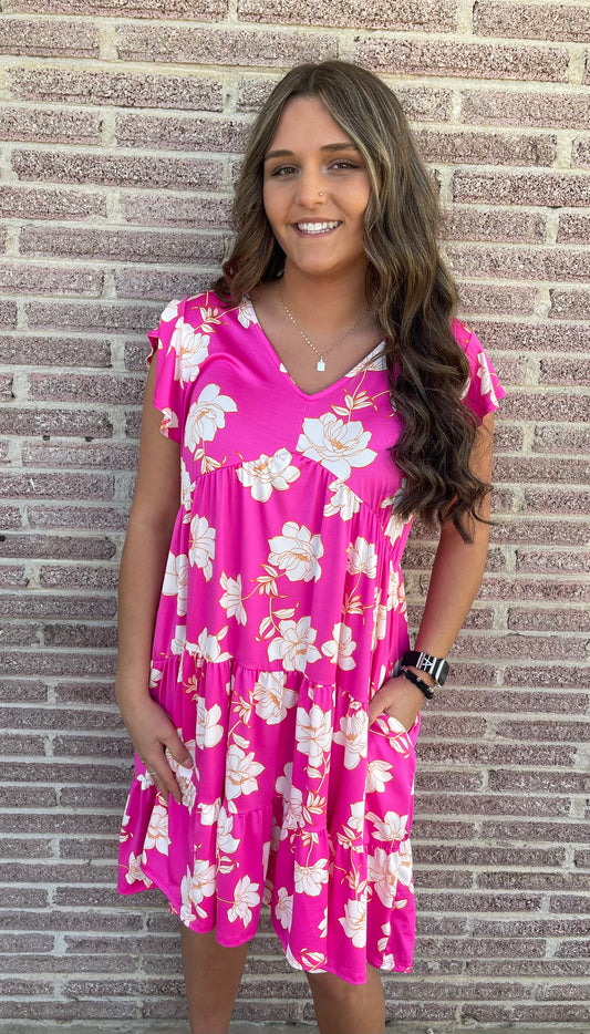 Pink Baby Doll Floral Dress