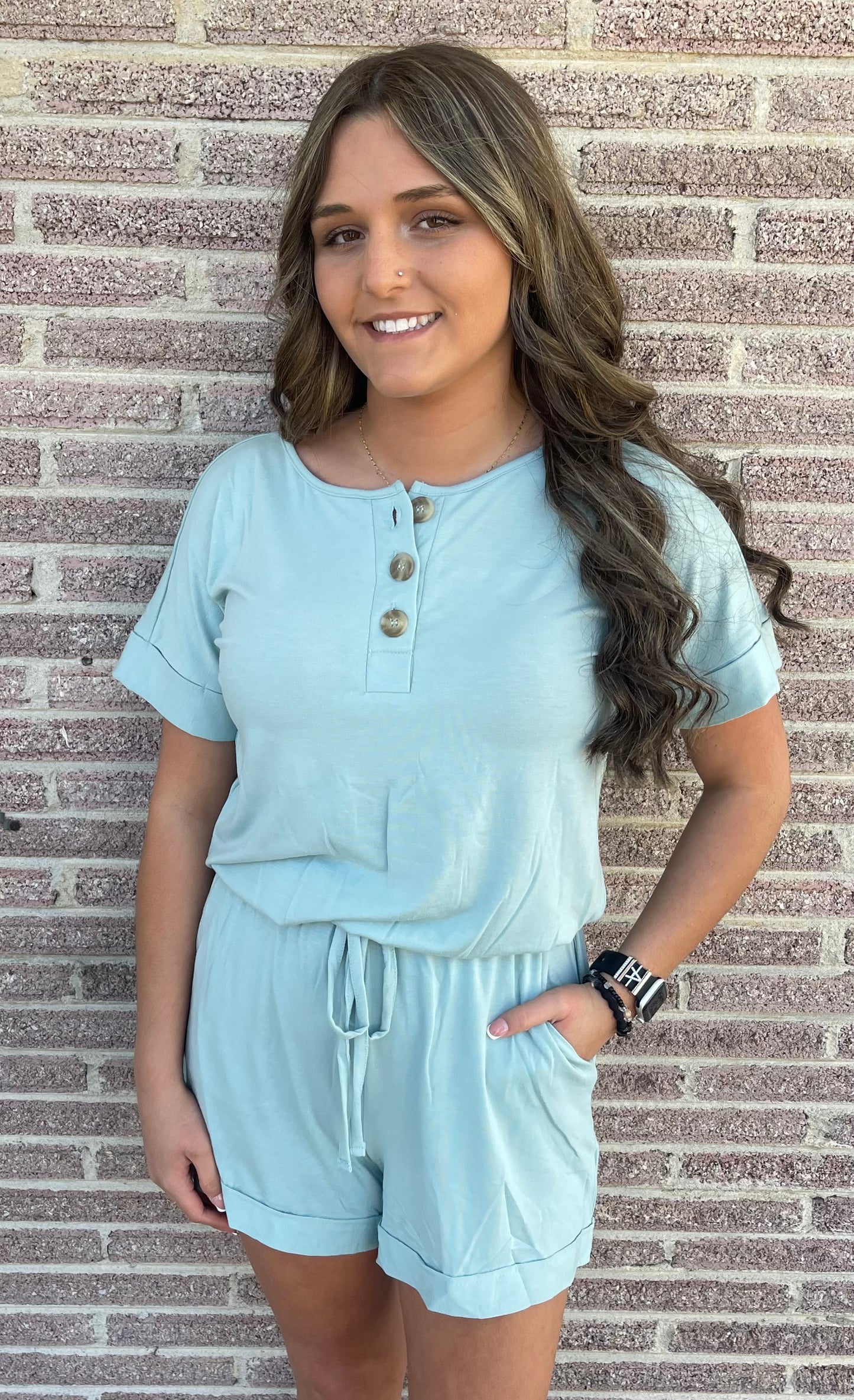 Zenana Light Blue Romper