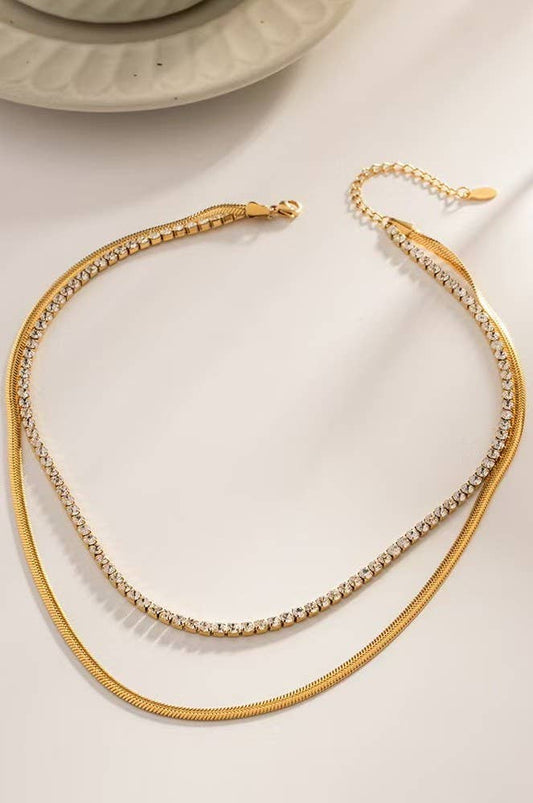 STAINLESS STEEL TARNISH FREE RHINESTONE NECKLACE