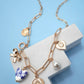 CERAMIC PORCELAIN BOW HEART CHARM LINK NECKLACE