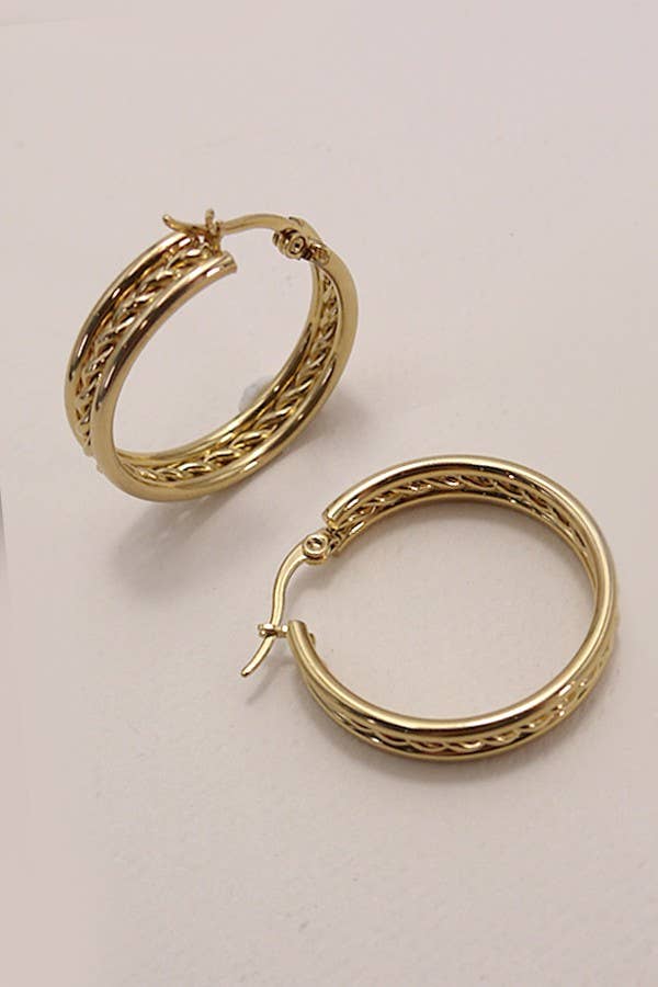 18K STAINLESS STEEL WATERPROOF TARNISH FREE HOOPS
