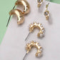 TRIO PEARL DIAMOND CUT HUGGIE HOOP EARRINGS