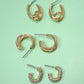 TRIO HUGGIE HOOP RHINESTONE TITANIUM POST EARRINGS