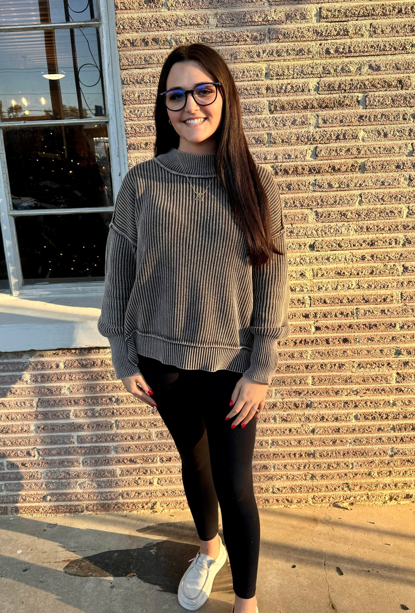 Brown Washed Oversized Sweater