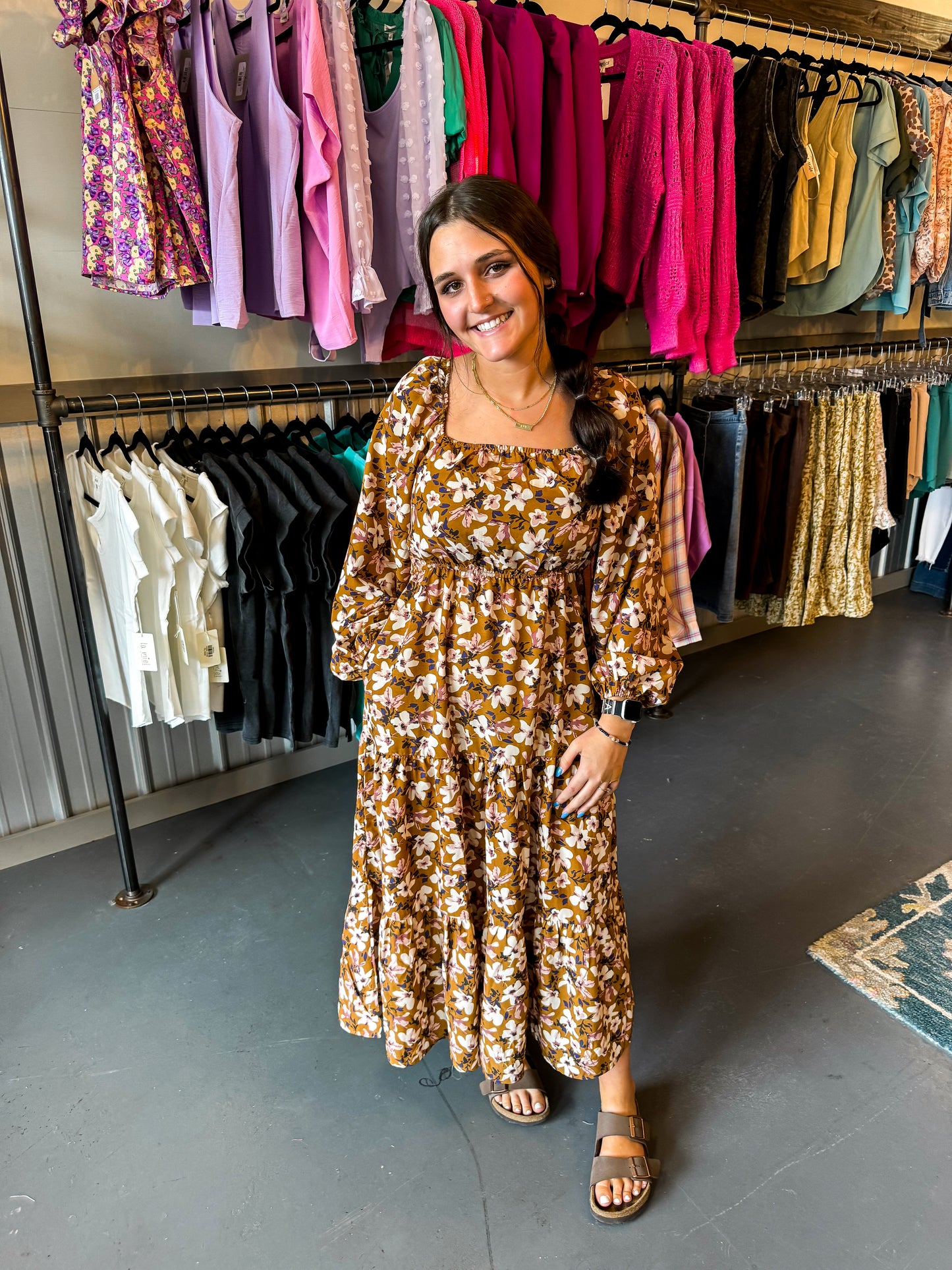 Mustard Floral Dress