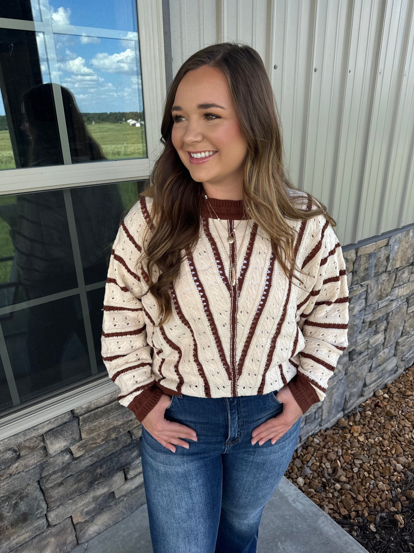 Maple V-Stripped Sweater