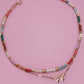 MULTI BEADED BOW CHARM DOUBLE LAYER NECKLACE