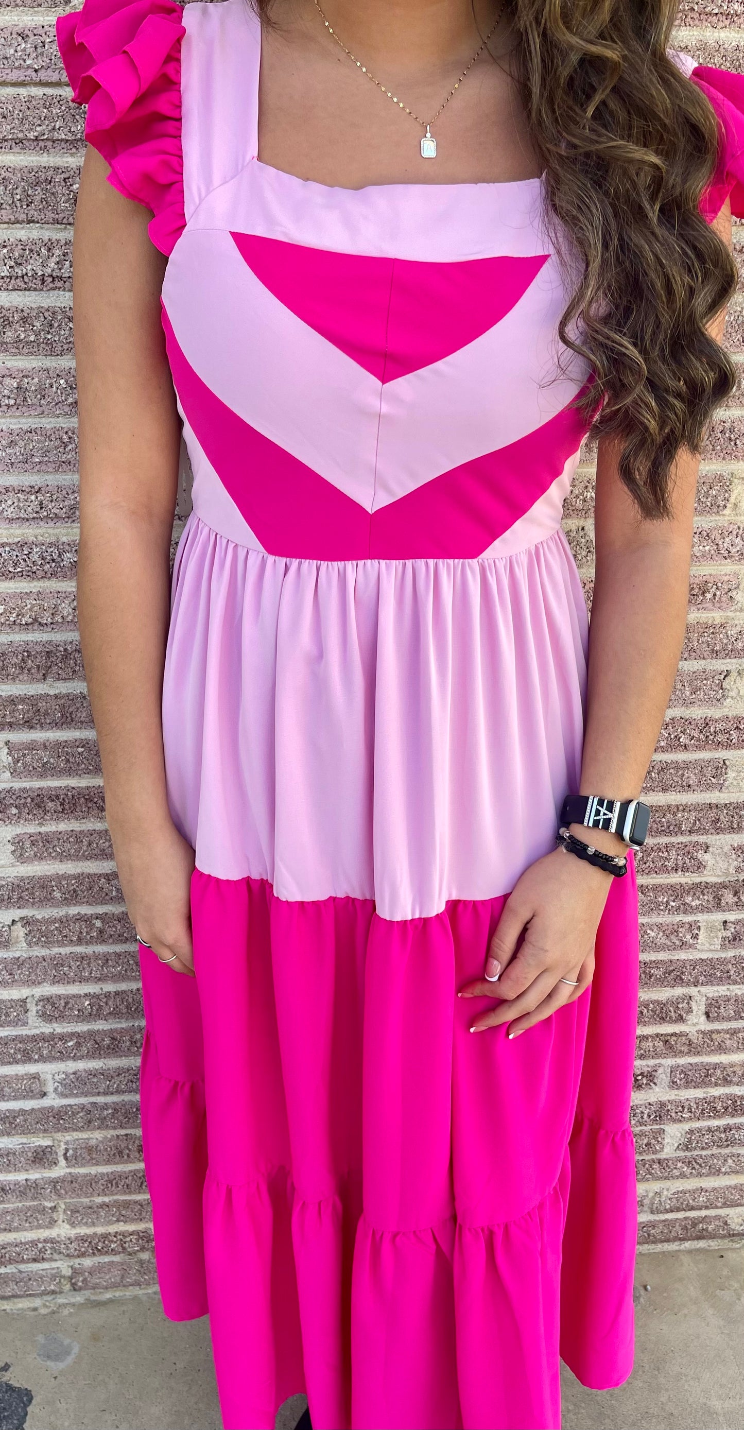 Multi Pink Midi Dress