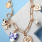 CERAMIC PORCELAIN BOW HEART CHARM LINK NECKLACE