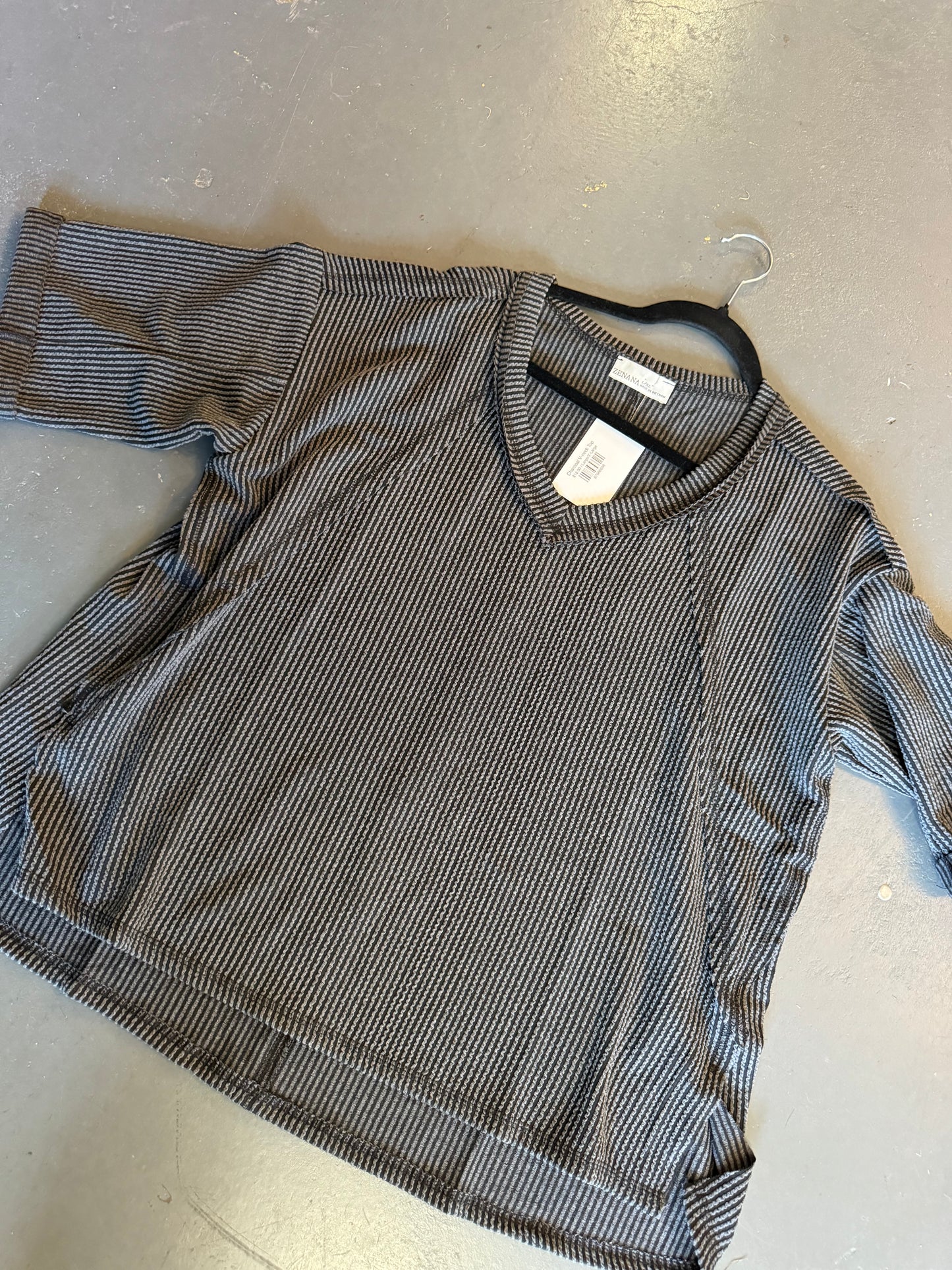 Charcoal V-neck Top