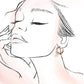 WORN GOLD BOW PUFFY HOOP EARRINGS