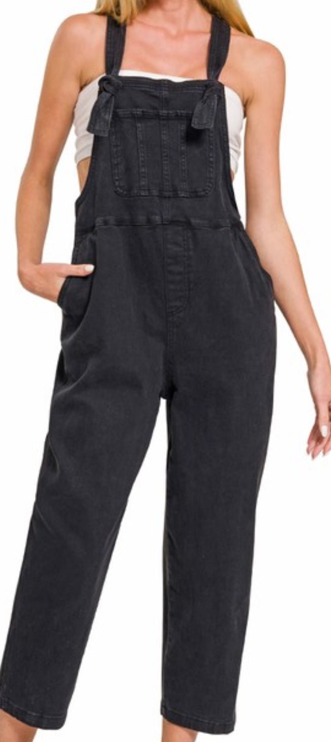 Black Relaxed Fit Overalls