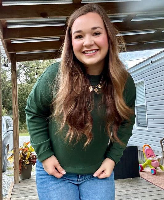 SOLID ROUND NECK RELAXED SWEATER