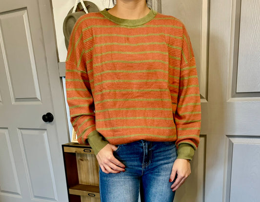 Ginny Striped Drop Shoulder Sweater