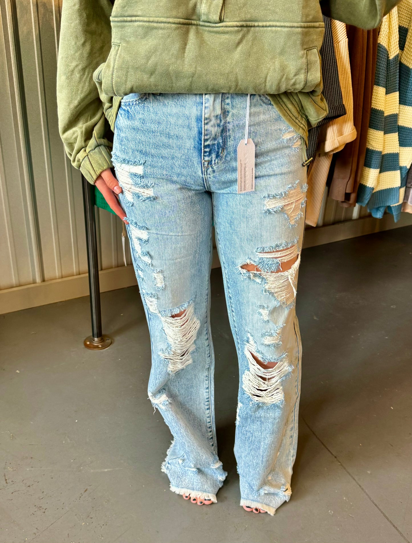 Vintage Flare High Rise Distressed Jeans