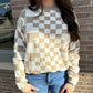 Lexee Checkered Round Neck Sweater