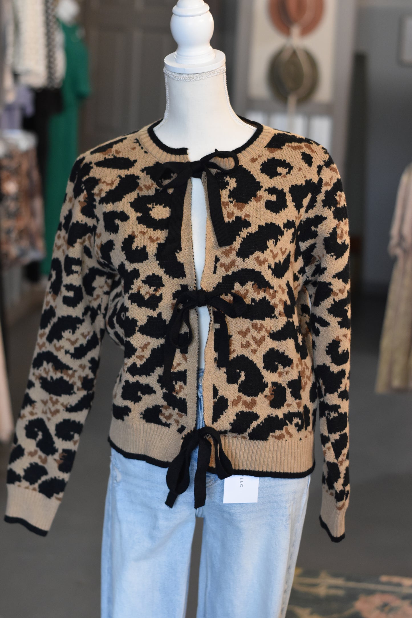 Leopard Print Tie Cardigan