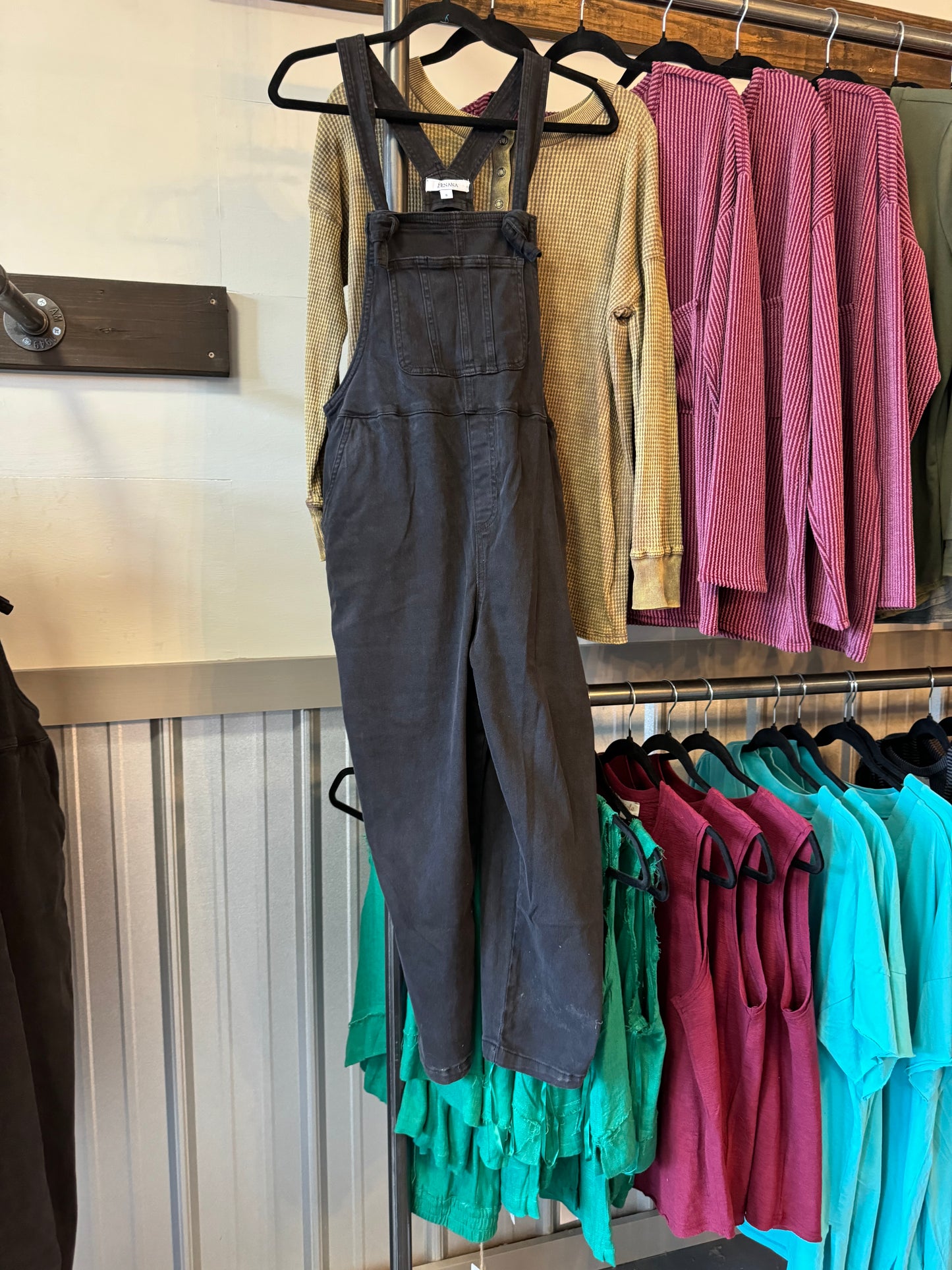 Black Relaxed Fit Overalls