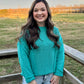 Curvy Teal Blue Chunky Braid Sweater