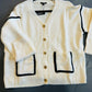 Cream Contrast Pining Cardigan