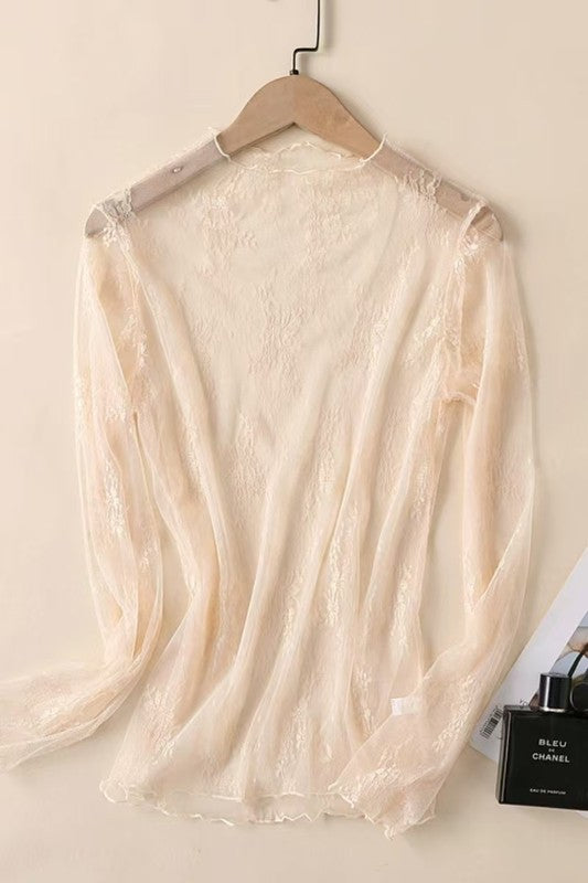 PS Mesh Lace Sheer Mock Top