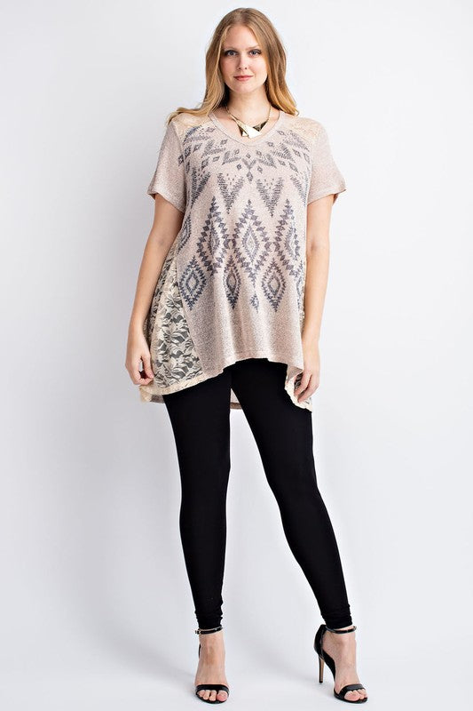 Plus Aztec Print Top