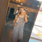 Overall Animal Print Jumpsuit