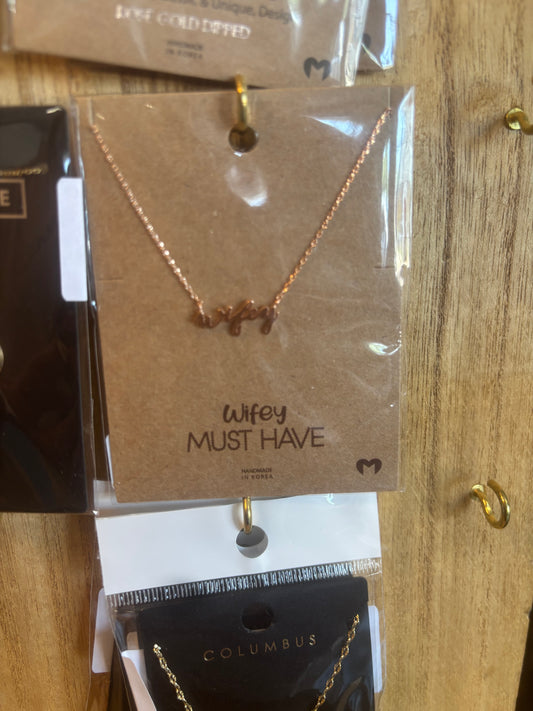 Rose Gold Wifey Necklace