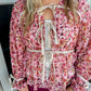 Floral Print Tie Front Blouse