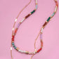 MULTI BEADED BOW CHARM DOUBLE LAYER NECKLACE