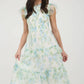 FLORAL SMOCKED RUFFLE DETAIL TIERED MAXI DRESS