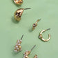 TRIO PEARL DIAMOND CUT HUGGIE HOOP EARRINGS