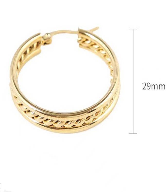 18K STAINLESS STEEL WATERPROOF TARNISH FREE HOOPS