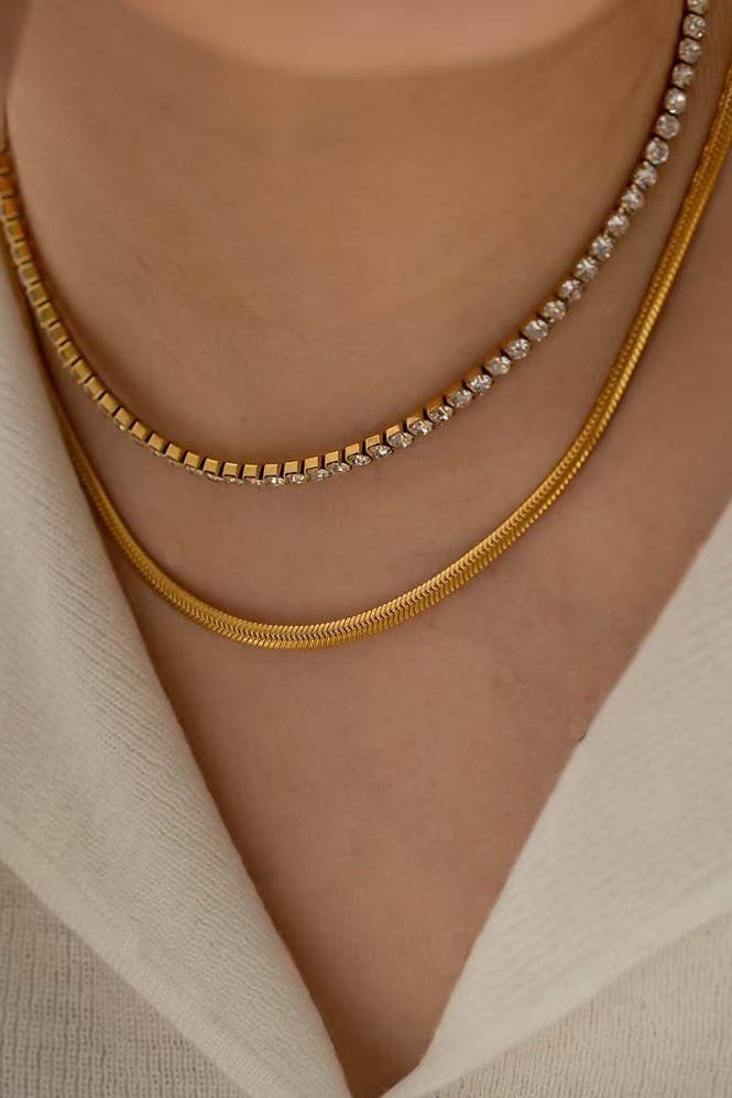 STAINLESS STEEL TARNISH FREE RHINESTONE NECKLACE