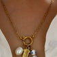 WESTERN FLORAL PORCELAIN PEARL CHARM NECKLACE