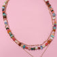 MULTI LAYERED BEADED HEART CHARM NECKLACE