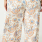 Curvy Floral Border Printed Wide Leg Pants