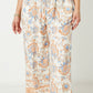 Curvy Floral Border Printed Wide Leg Pants